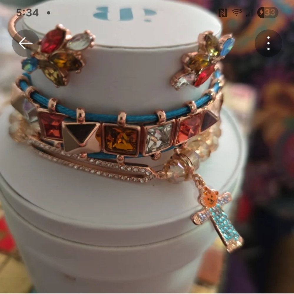 Colorful Crystal Charm Bracelet Set